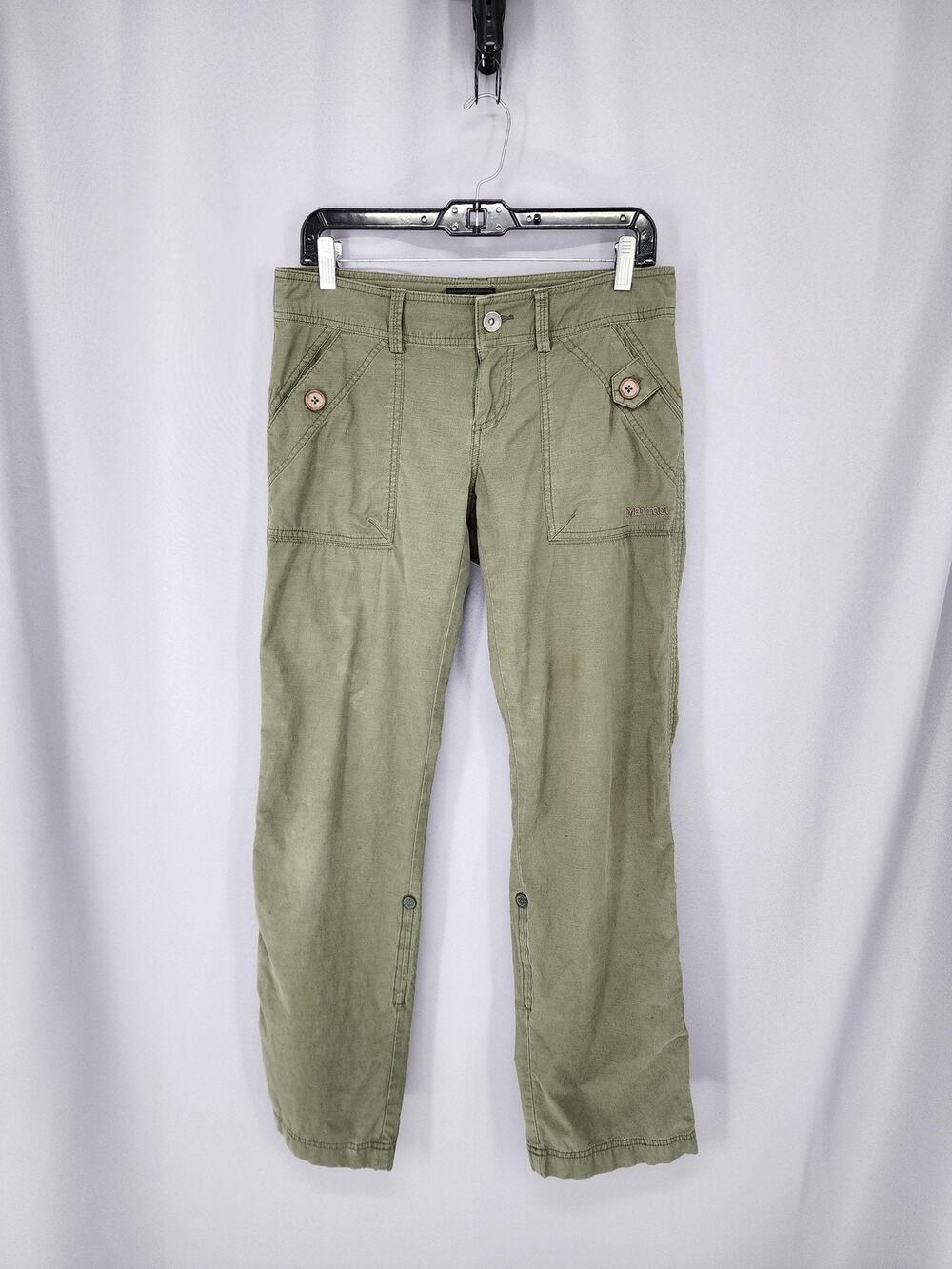 Marmot Pants Womens 6 Green Cargo Convertible Roll Tab Straight Outdoor Hiking